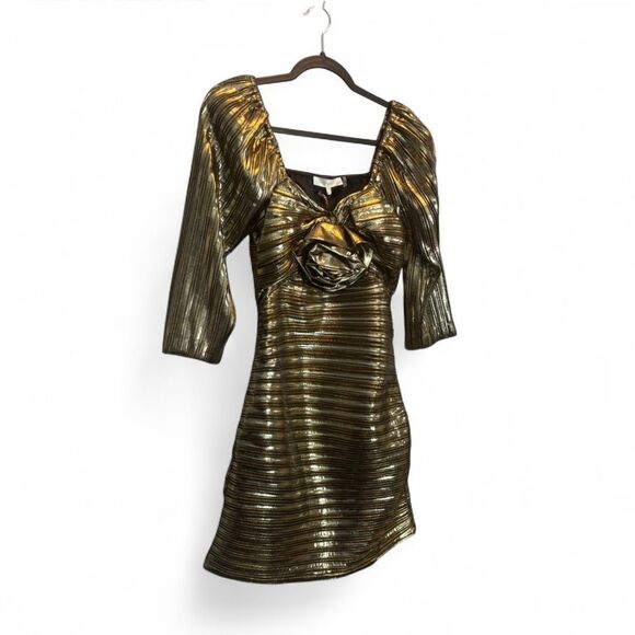 NWT LoveShackFancy Gold Mini Dress 6 - Picture 8 of 12